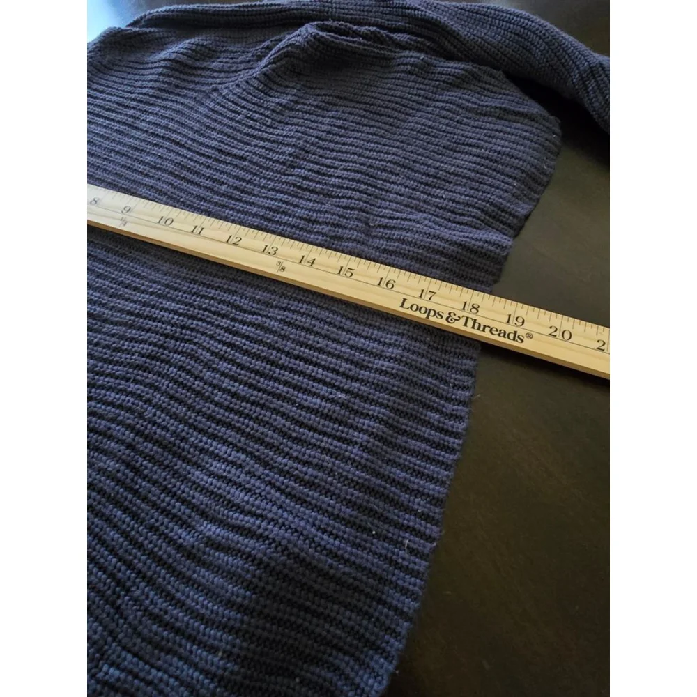 Women's American Apparel Navy Ribbed Crew Neck Crop Knit Sweater L